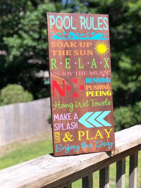 Pool Rules Make A Spalsh Summertime Bright Colors Etsy