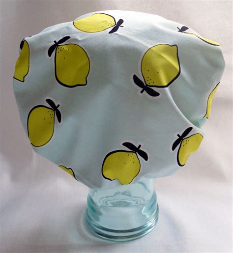Shower Cap Satin Sleep Bonnet Retro Mod Tropical Yellow