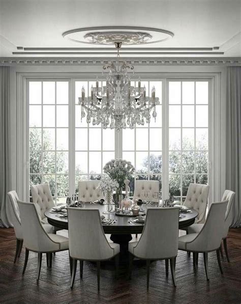 Gorgeous white dining room! | Round dining room, Dining room cozy, Elegant dining room