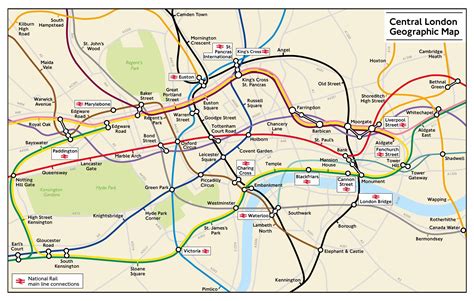 Geographically Accurate Map Of Zone 1 Of The London Underground