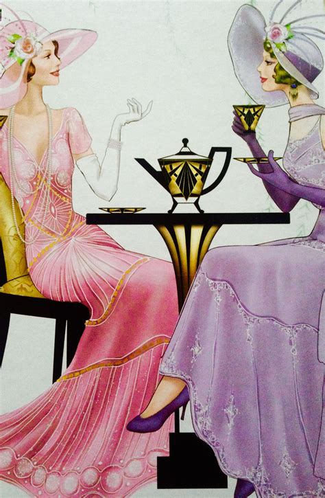 Art Deco Teatime Ladies By Claire Coxon Art Deco Fashion Art Deco