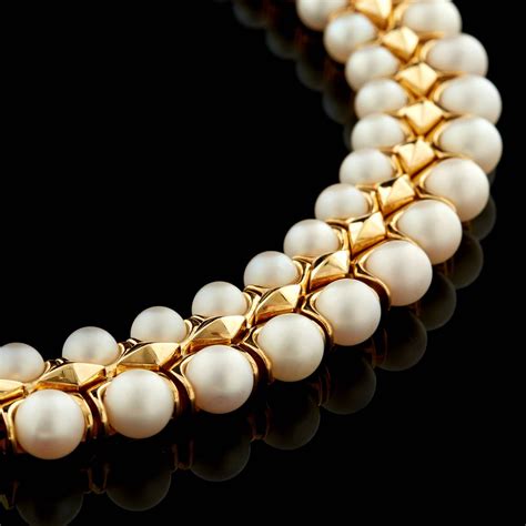 Bulgari Double Row Pearl Gold Choker Necklace At 1stdibs
