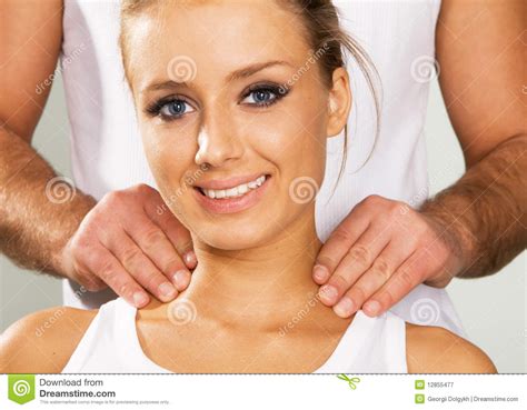 Happy Young Woman Enjoying A Massage Stock Image Image Of Happy Body 12855477
