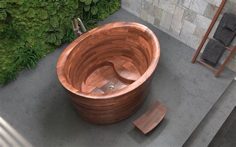 Japanese bath designs have become increasingly popular over the years. ᐈLuxury 【Aquatica True Ofuro Duo Wooden Freestanding ...