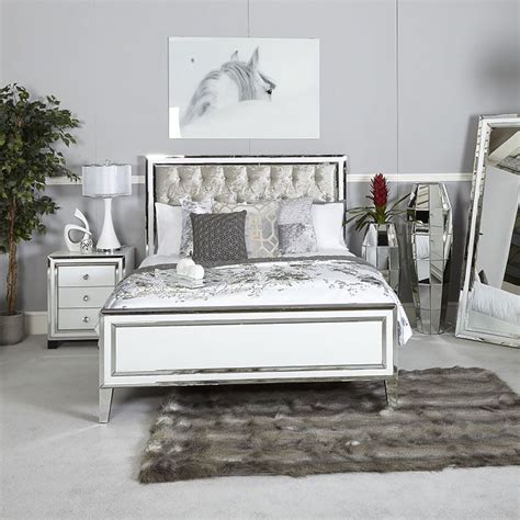 Madison White Mirrored King Size Bed Frame Picture Perfect Home King Size Bed Frame Bed