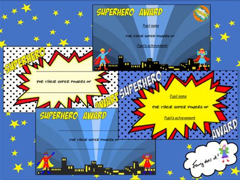 Superhero Award Certificates Generic Teaching Resources