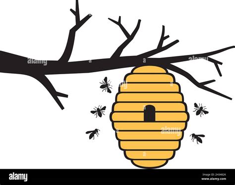 bees and beehive on tree branch honey design vector illustration stock vector image and art alamy
