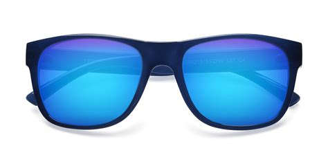 Blue Oversized Geek Chic Shield Mirrored Sunglasses With Blue Sunwear Lenses Ssr213