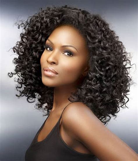 Curly Medium Length Haircut Hairstyle For Black Women
