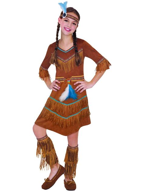 Red Indian Woman Squaw Costume Pocahontas Ladies Womens Fancy Dress