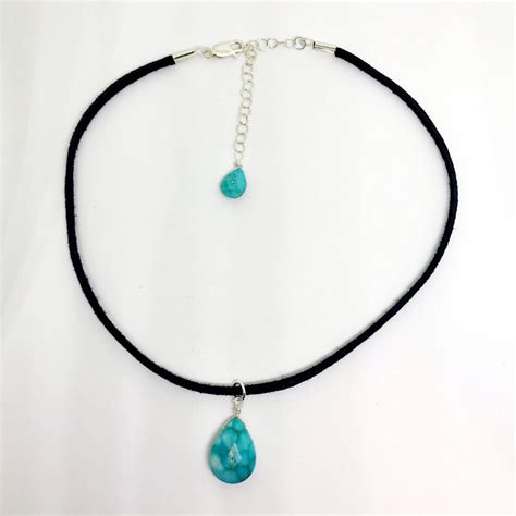 Turquoise Choker Necklace Gemstone Choker Necklace Leather Etsy