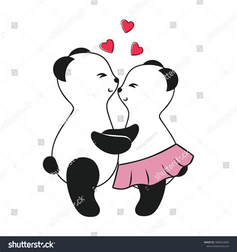 Two Cute Pandas Hug Love Each Stock Vector Royalty Free 1806810856