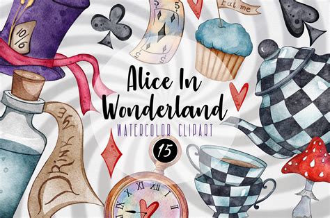 Alice In Wonderland Watercolor Clipart Graphic By Luidesignstudio
