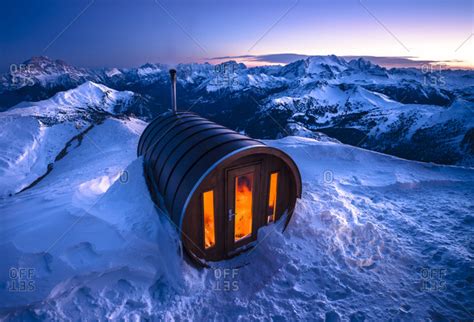 Sauna At Lagazuoi In Dolomites Italy Stock Photo Offset