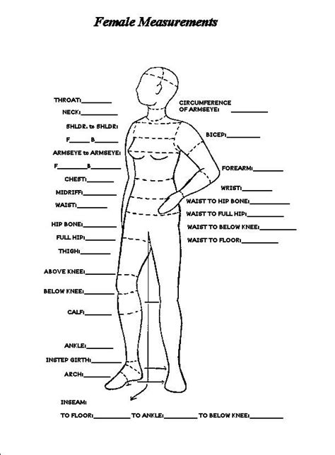 Body Measurement Chart For Sewing