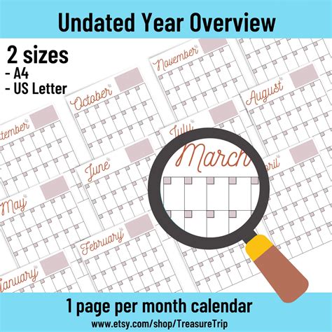 Undated Monthly Planner Undated Calendar Printable Month Plan Etsy