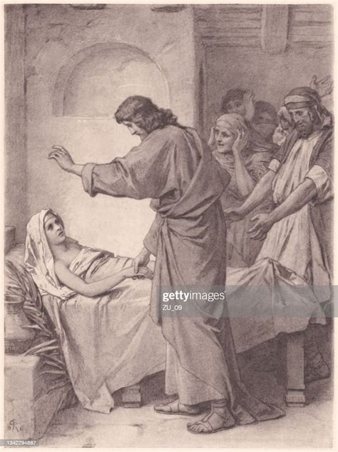 Jesus Raises The Daughter Of Jairus Photogravure Published In 1886 High