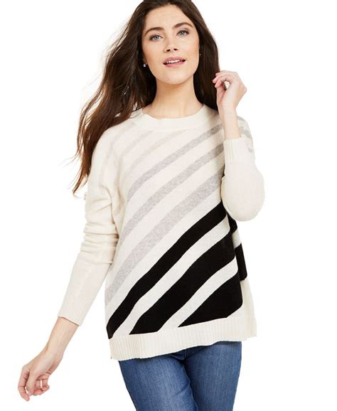 Charter Club Cashmere Diagonal Striped Sweater Created For Macys