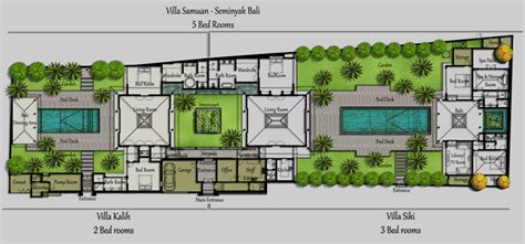 By creating a large front deck with multiple sliding doors adjoining the interior common area, this in effect. Floorplan | Villa Bali Samuan