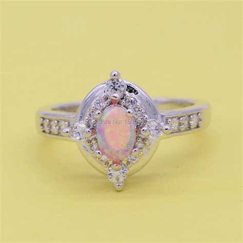 GZJY Fashion Jewelry Pink Fire Opal Cubic Zircon White Gold Color Wedding Ring For Women Wedding