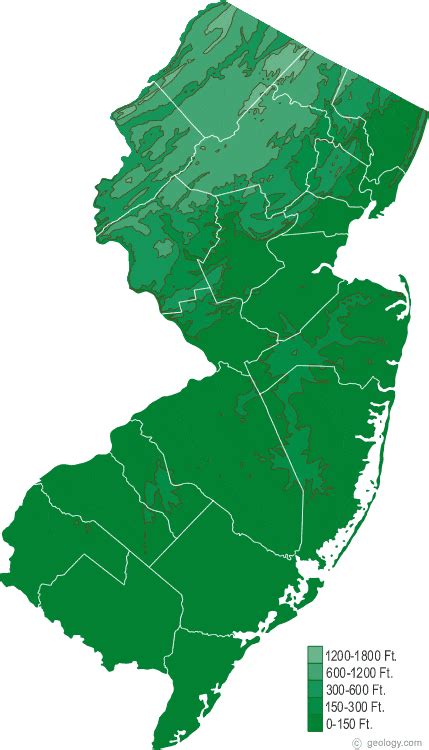 New Jersey Physical Map And New Jersey Topographic Map