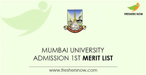 Mumbai University Admission 1st Merit List 2021 Out Ug Merit List