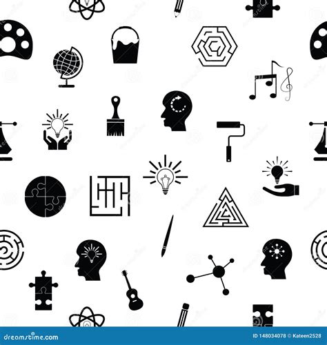 Creativity Seamless Pattern Background Icon Stock Vector Illustration