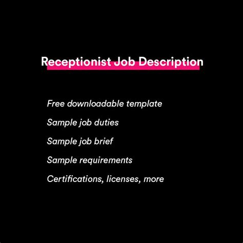 Example Receptionist Job Description For 2022