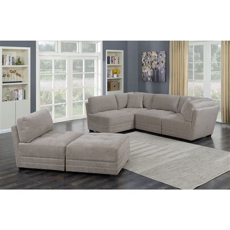 Mstar International Sanders 6 Piece Modular Fabric Sectional Sofa