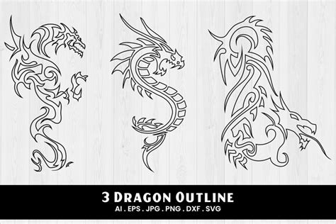 Dragon Outline 3 Variations