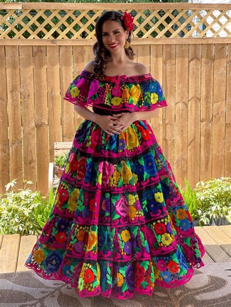 Traditional Mexican Chiapaneco Dress Traditional Embroidered Etsy
