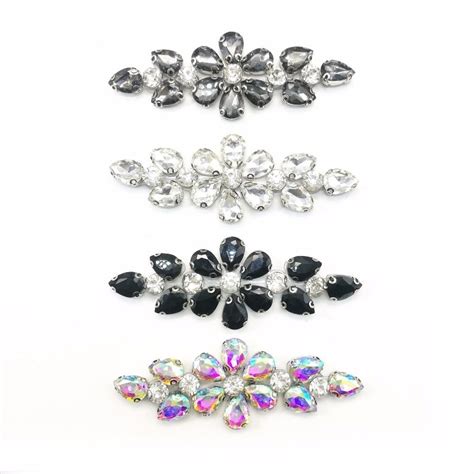 3d Mixed Colour Crystal Rhinestones Flower Floral Applique Patches Top Rated Online Craft
