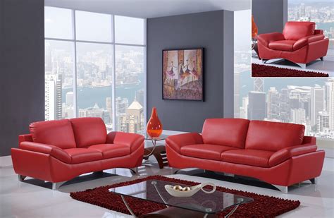 Ur7140 Global Furniture Modern Red Leather Living Room Set