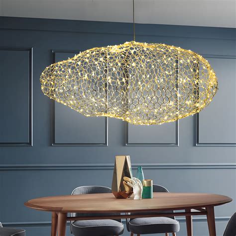 Chrome Mesh Cloud Pendant Lighting Modernist Metal 12 16 31 5 Wide Led Ceiling Hanging Lamp