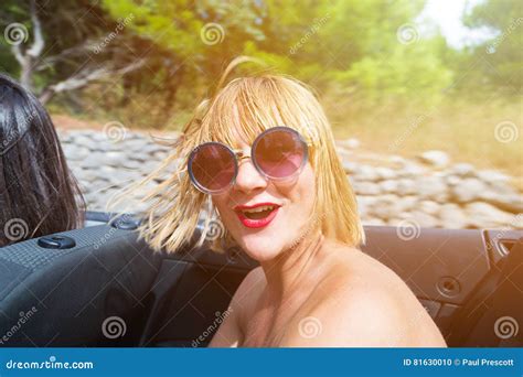 Blonde Girl Smiling In Convertible Car Stock Photo Image Of Filter