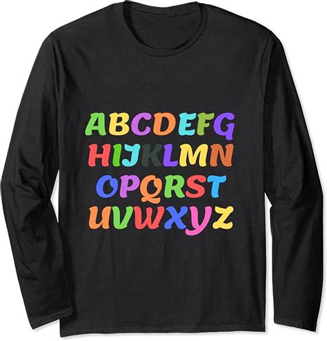 Colorful Alphabet Abcs Long Sleeve T Shirt Clothing