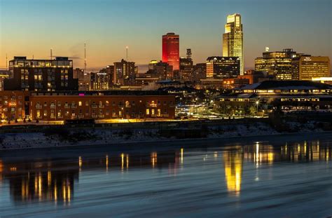 The Omaha Skyline After Sunset As Viewed From The Parking Garage At