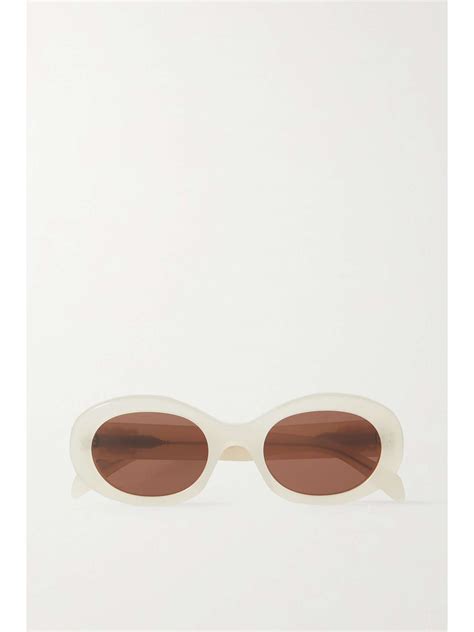 celine eyewear triomphe oval frame acetate sunglasses net a porter