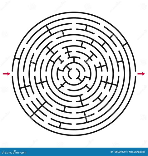 Abstract Circle Maze Labyrint With Entry And Exit Stock Vector