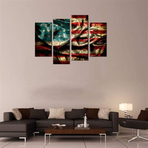 4 panel american flag canvas wall art set ready to hang the apparel plaza