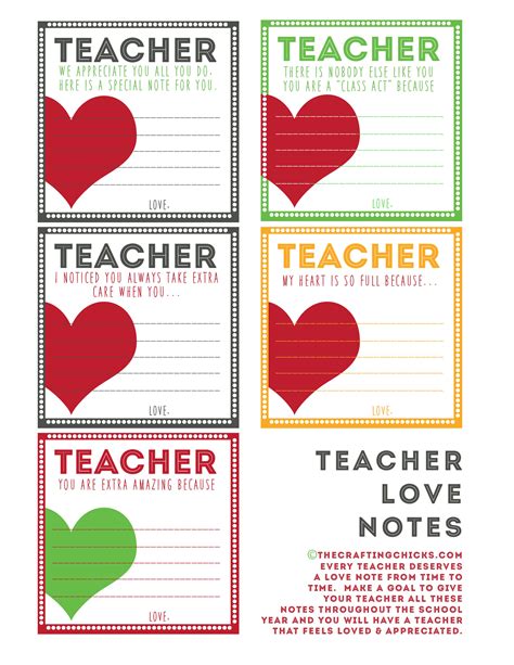 Teacher Love Notes And Back To School Printables The