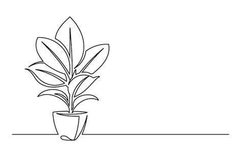 Premium Vector Continuous Line Drawing Of A Flower In A Pot
