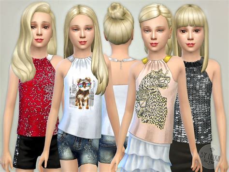 Lillkas Top Collar Metal For Girls Sims 4 Clothing