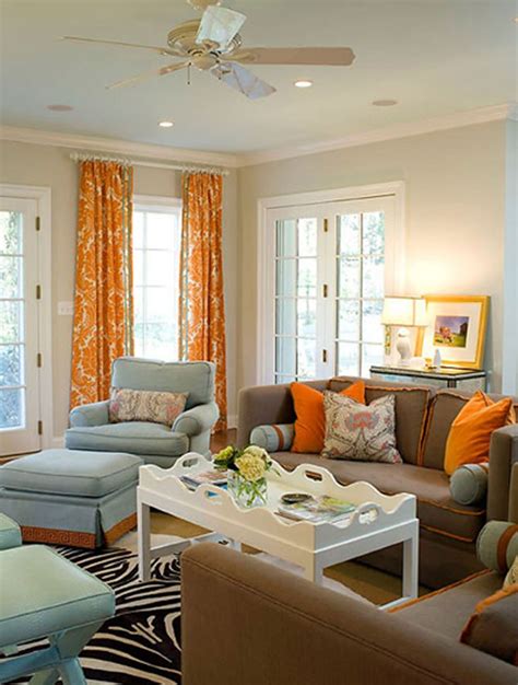 Browse living room decorating ideas and furniture layouts. 20 Living Room Designs with Brown, Blue and Orange Accents ...
