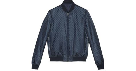 Gucci Synthetic Reversible Gg Jacquard Nylon Bomber Jacket In Blue For