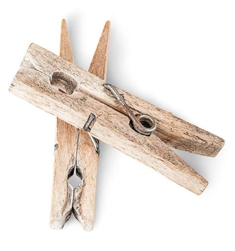 Two Old Wooden Clothespins On Each Other Stock Photo Image Of