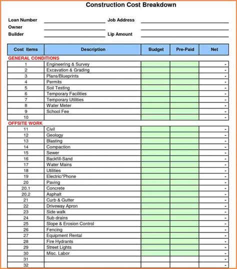 Free Cost Estimate Template Excel