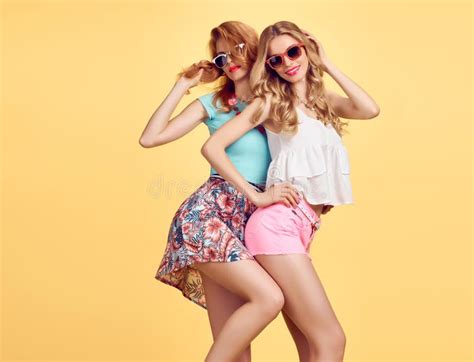 Young Woman Having Fun Happy Sisters Best Friends Stock Image Image
