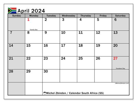 Calendar April 2024 South Africa Michel Zbinden En