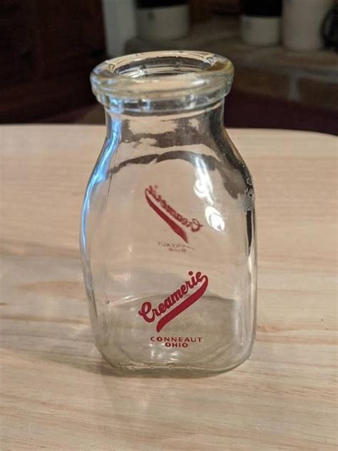 Vintage Half Pint Glass Milk Bottle Crearmerie Conneaut Ohio Etsy